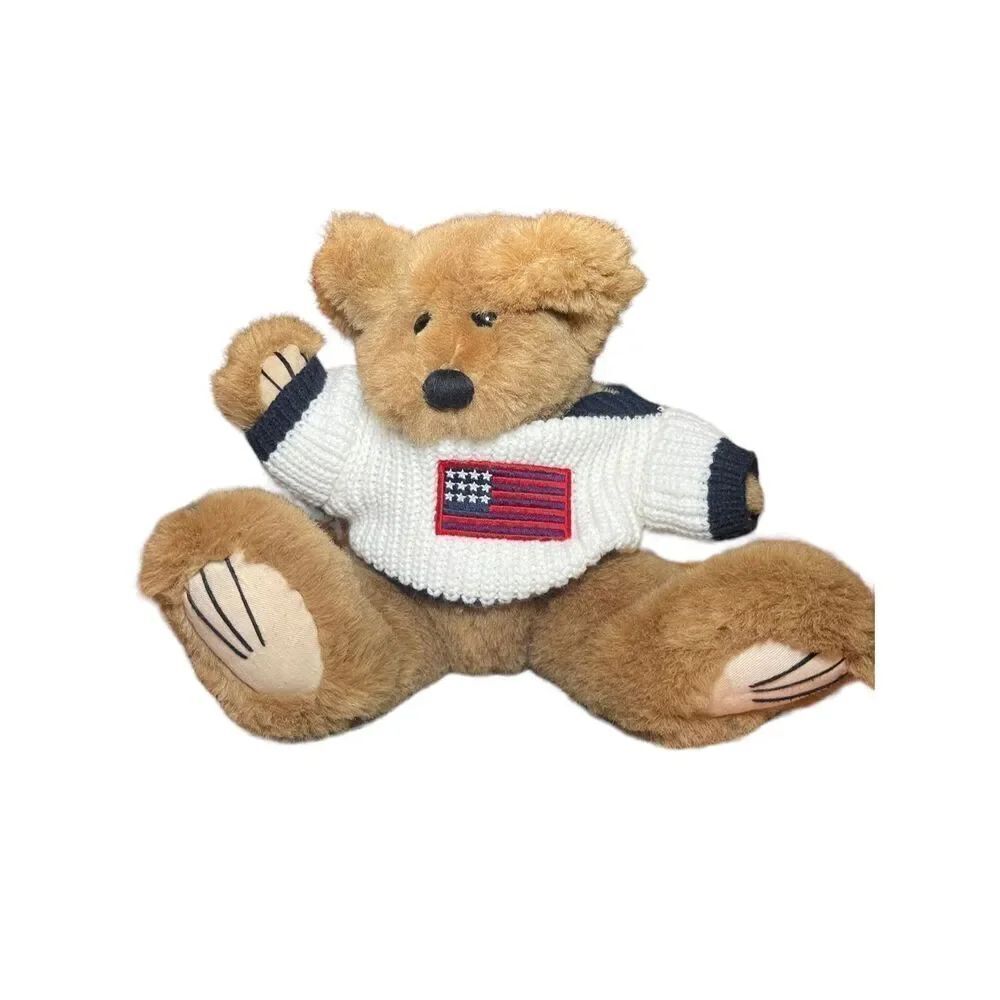 Embrace Teddy Bear Plush 1996 American Flag Sweater Stuffed Animal